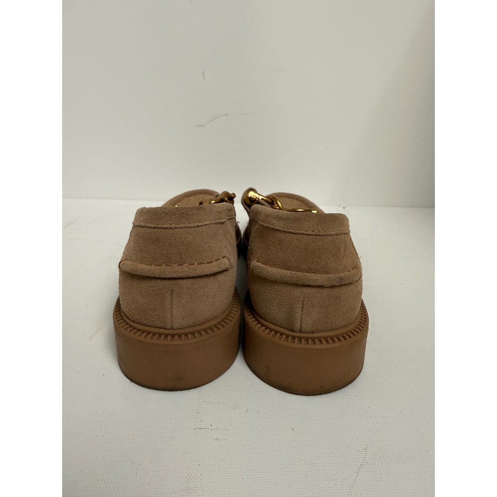 Steve Madden Tan Suede Chain Link Loafers Womens Lug Sole Slip On Shoes Sand - Picture 5 of 12